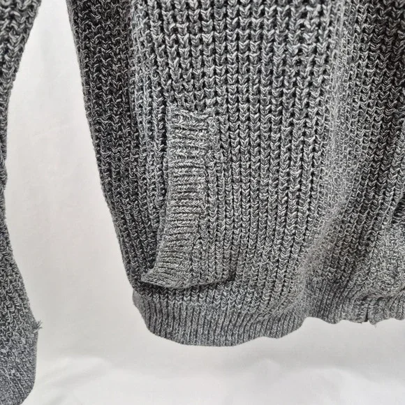 LL Bean Sweater Mens Large Gray Full Zip Elbow Pad Waffle Knit Grandpa Core - Picture 5 of 10